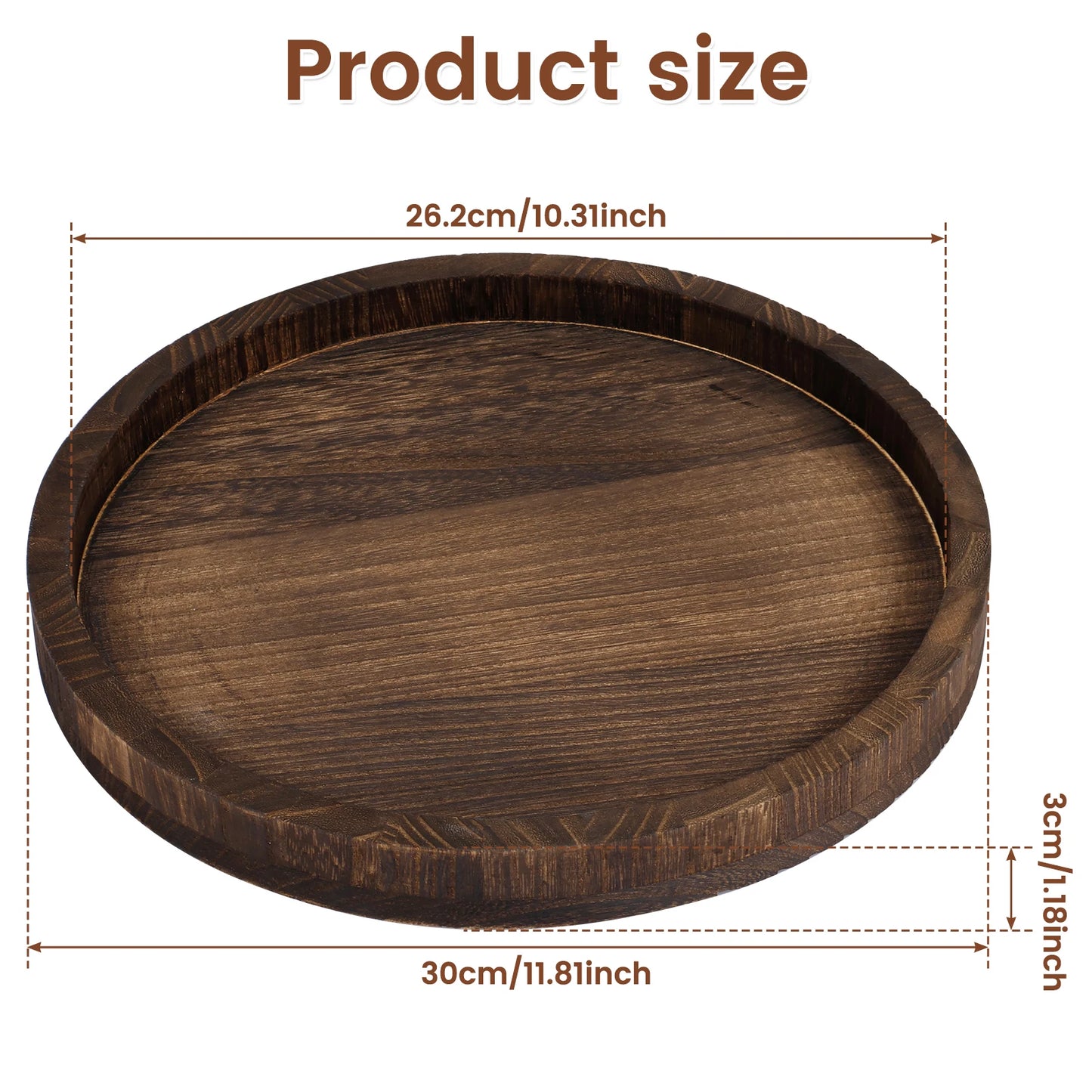 Round Wooden Decorative Serving Tray Candle Holder Trays for Table Home Decor
