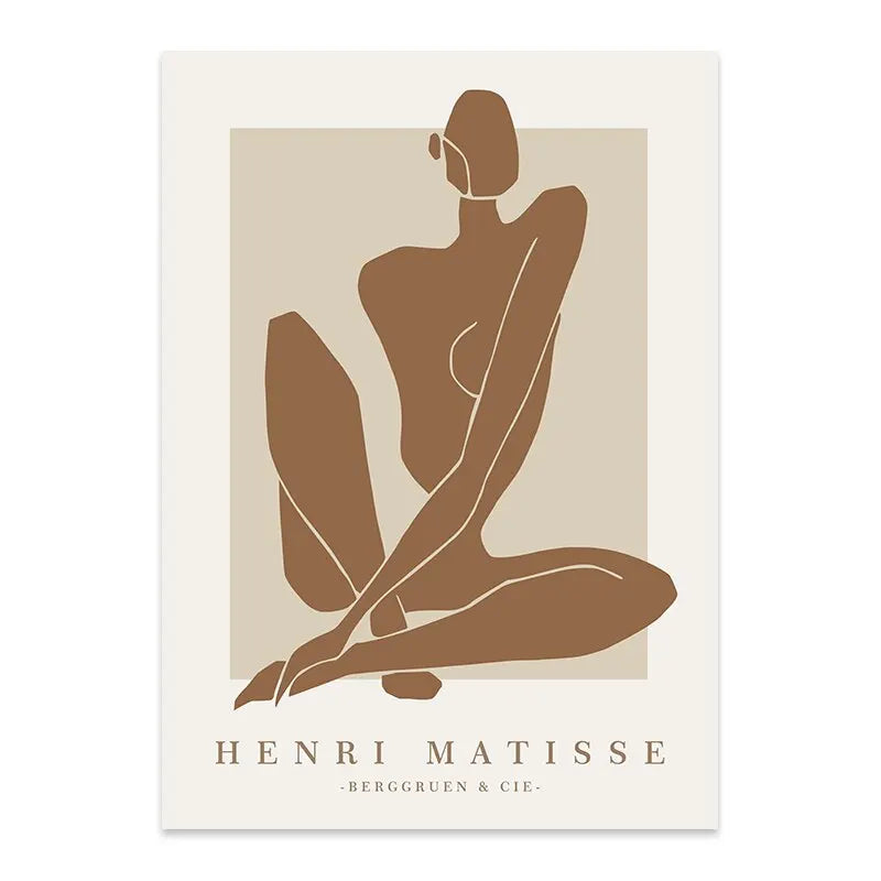 Boho Beige Matisse Line Art Print – Minimalist Canvas Wall Decor