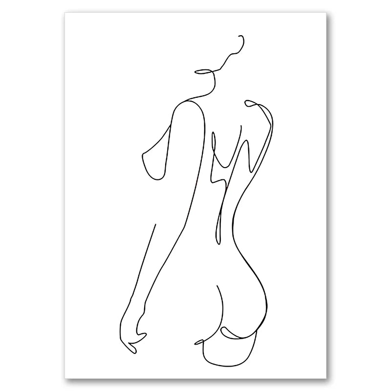 Feminine Nude Line Art Print – Modern Minimalist Canvas