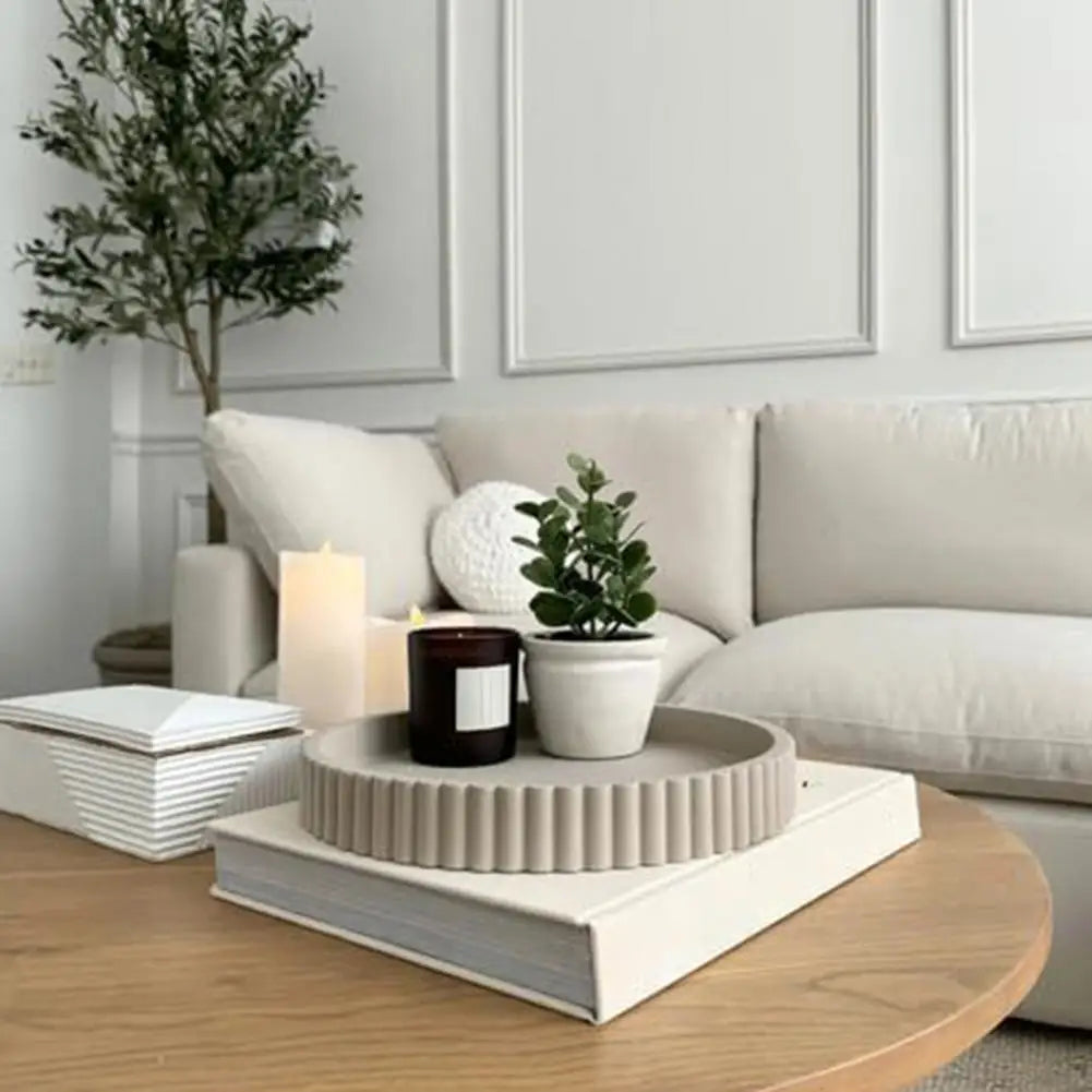 Round Decorative Resin Tray | Minimalist Coffee Table Tray