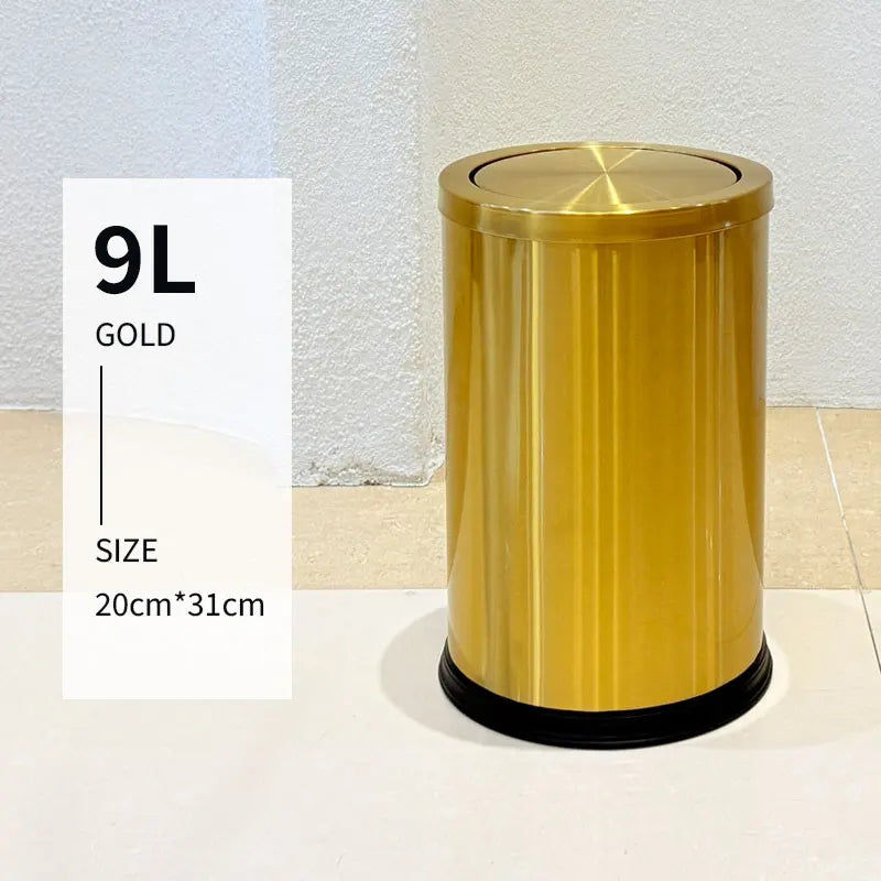 Luxury Gold Bathroom Trash Can with Swing Lid