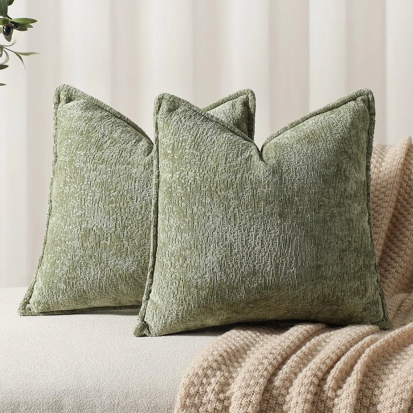 Nordic Chenille Cushion Cover – Green (Multiple Sizes)