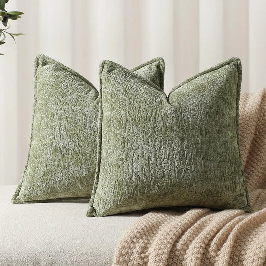 Nordic Chenille Cushion Cover – Green (Multiple Sizes)