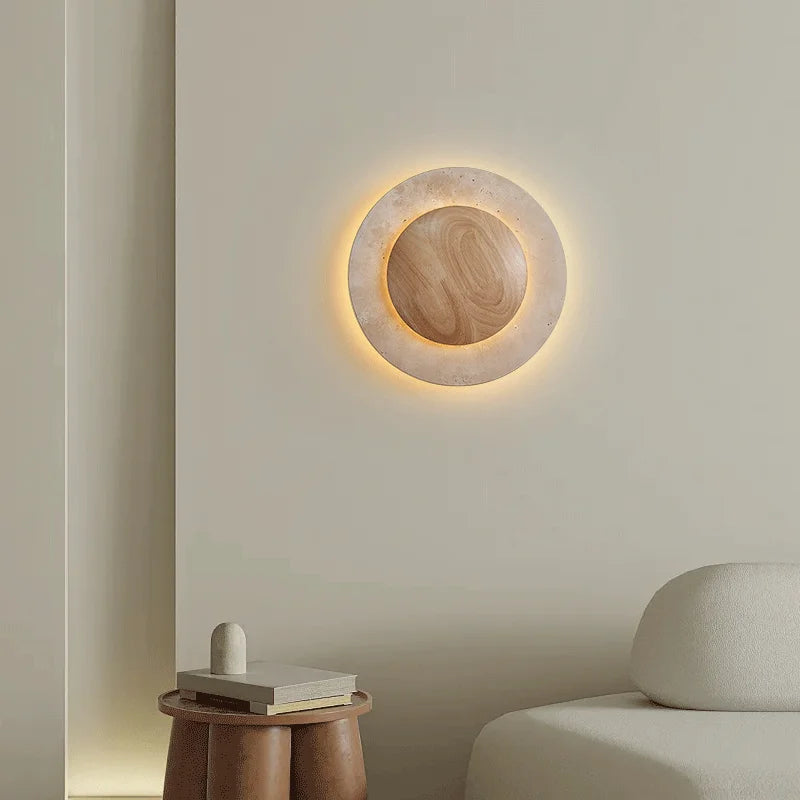 Vintage Travertine Round Wall Lamp | Ambient Wall Light