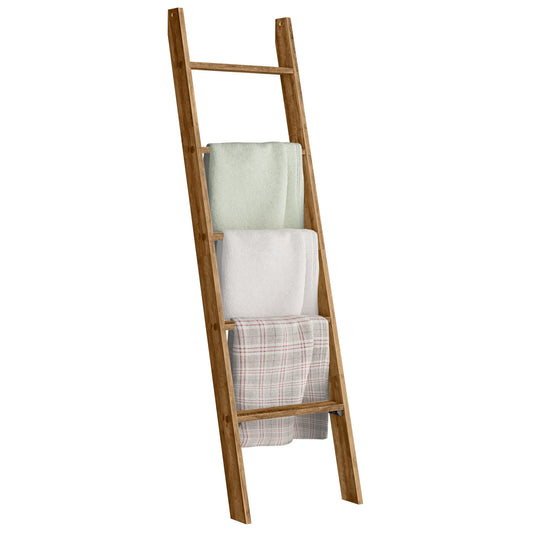 Decorative Wooden Blanket Ladder Rack | Farmhouse Towel & Throw Storage