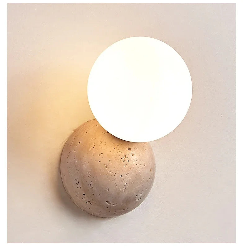 Cream Travertine LED Wall Lamp | Nordic Ambient Light