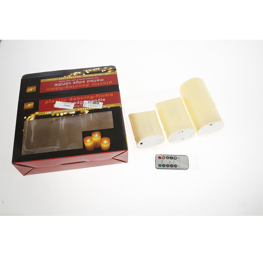 3-Piece Flickering Flameless LED Pillar Candle Set — Remote Controlled