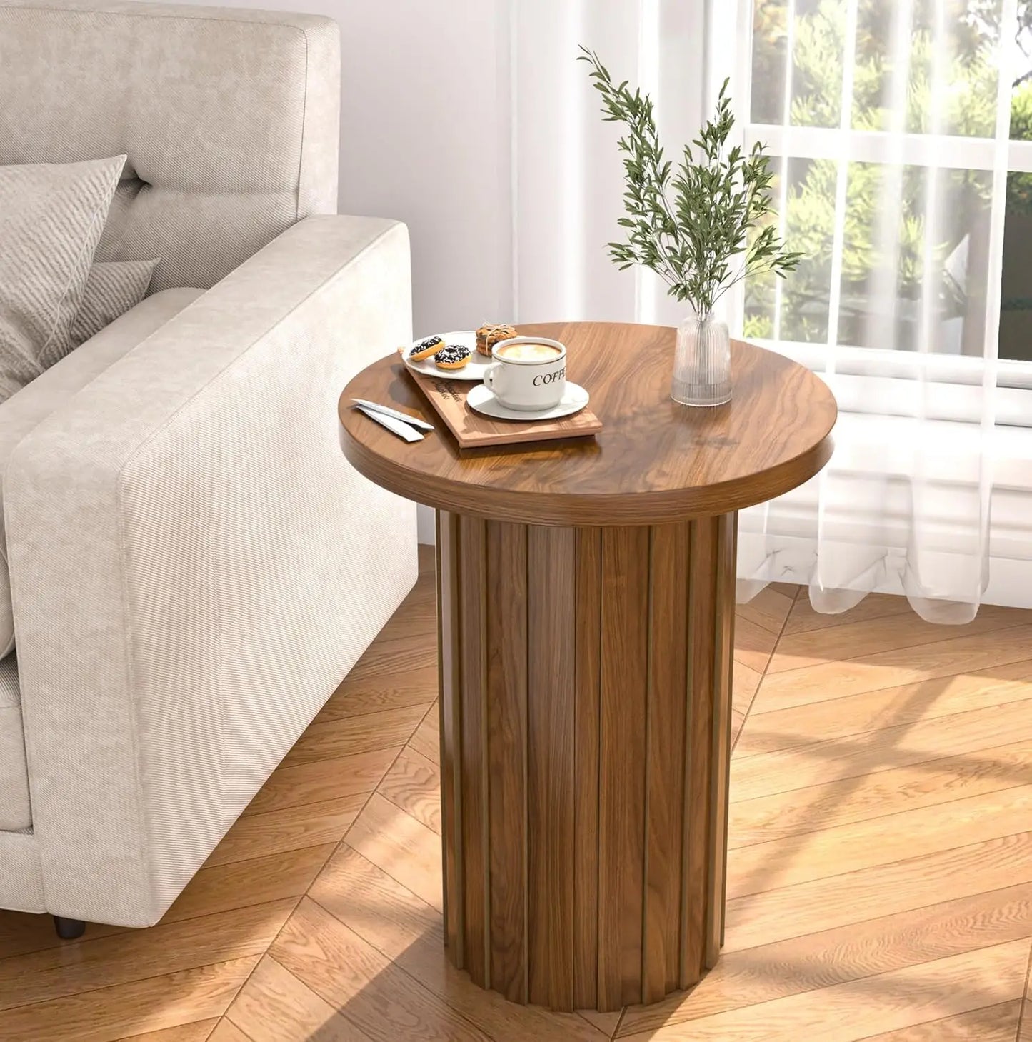 Farmhouse Pedestal Side Table — Minimal Accent Table