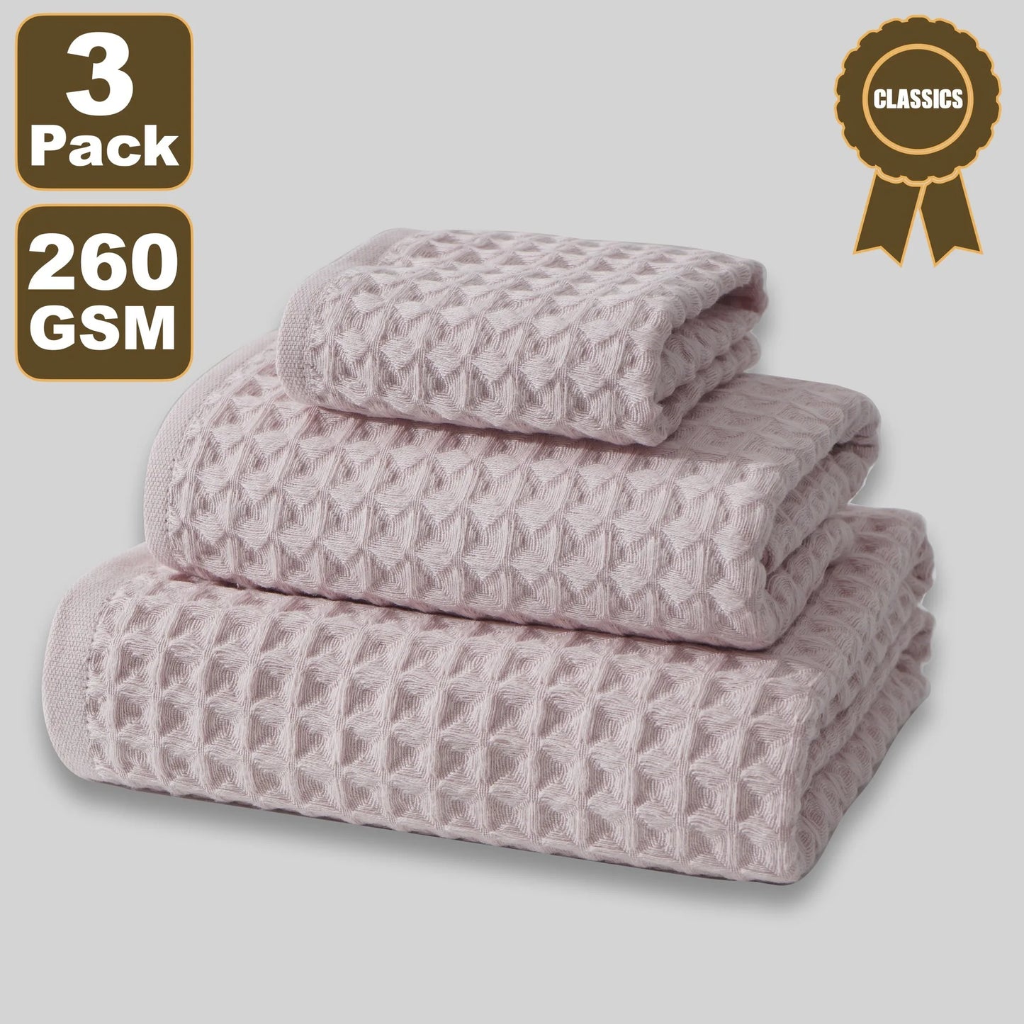 Premium Waffle Weave Cotton Towel Set