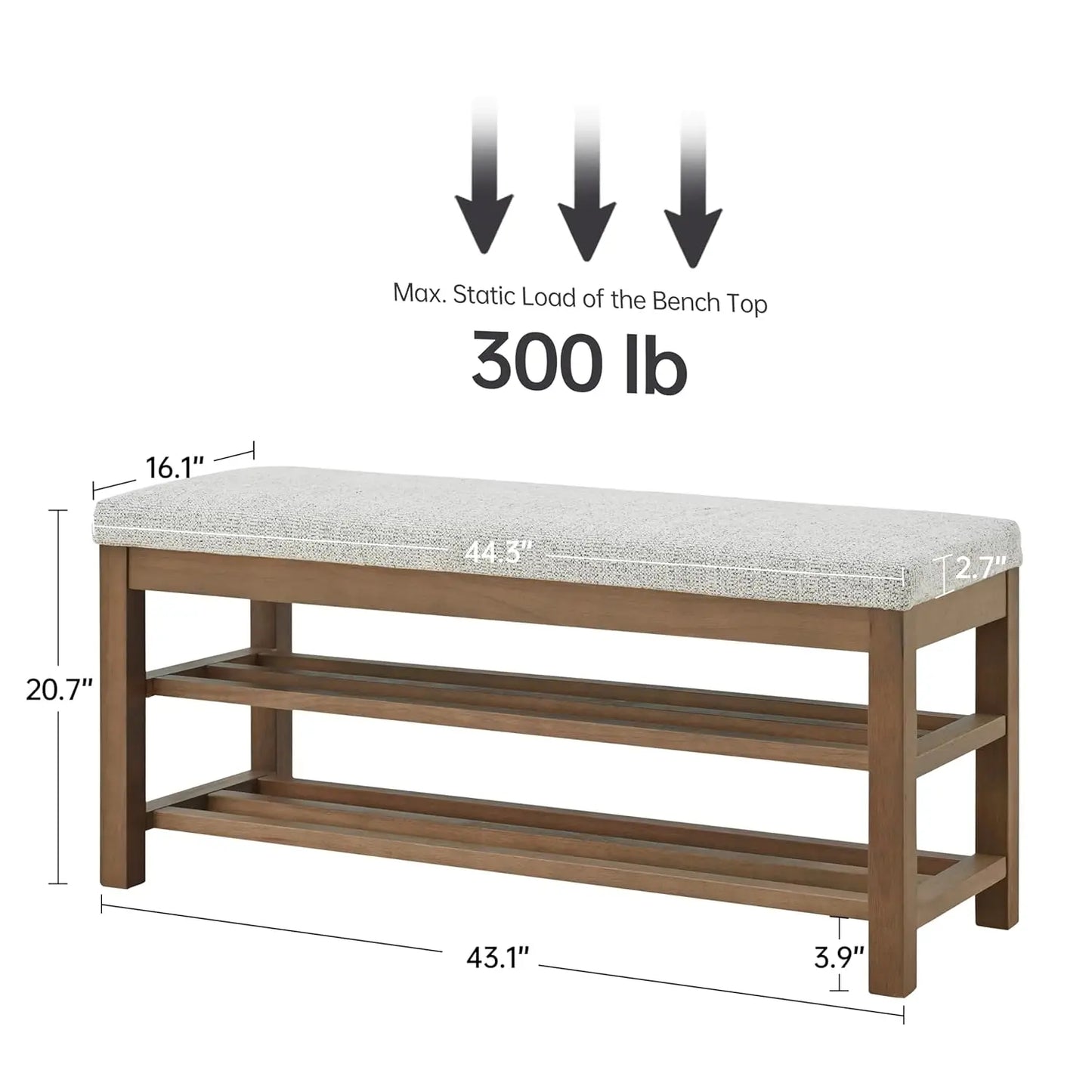 Upholstered Entryway Bench with Shoe Storage | Modern Wooden Bench
