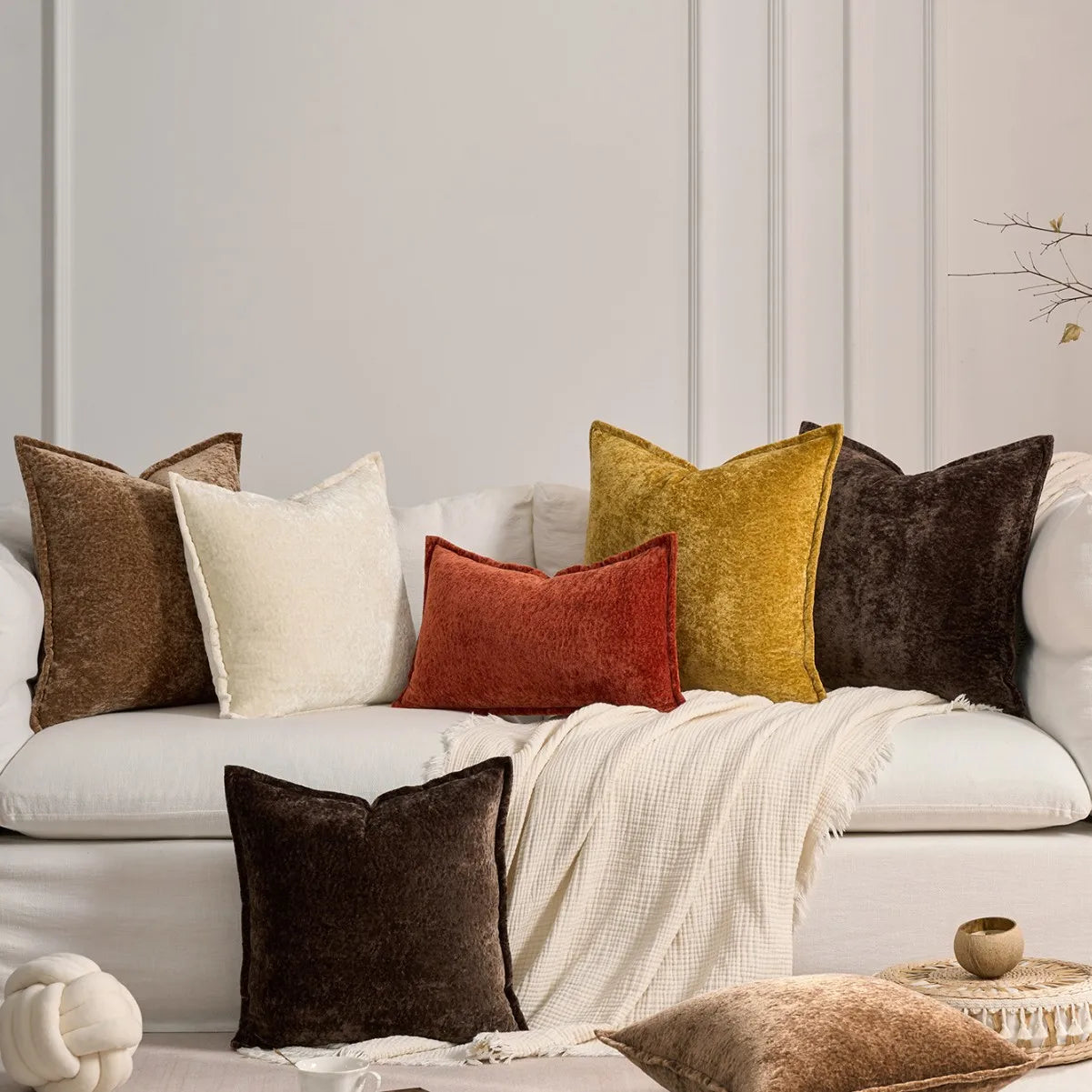 Retro Chenille Luxury Pillow Cover — Soft Textured Cushion Case
