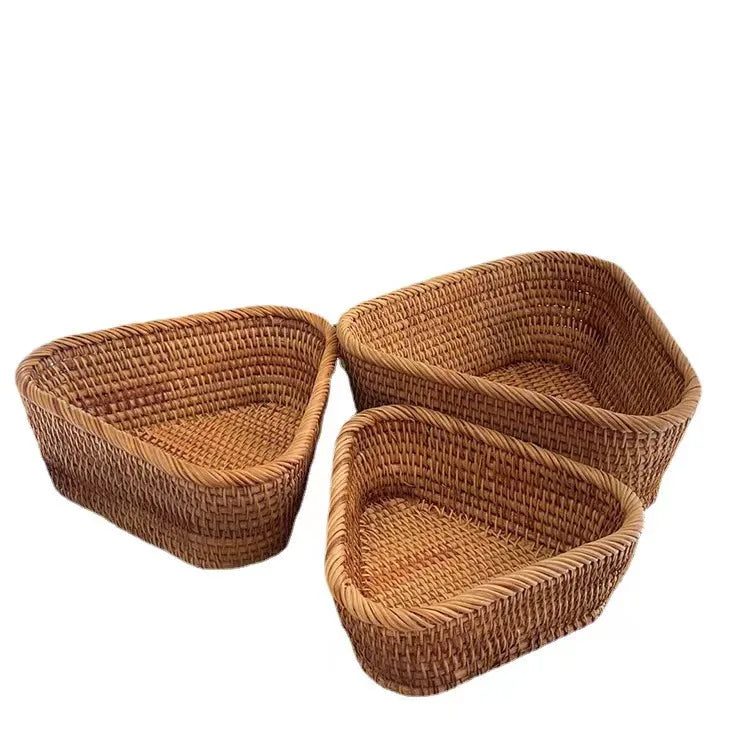 Handwoven Rectangular Rattan Storage Basket