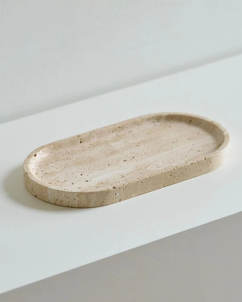Travertine Vanity Tray | Decorative Bathroom & Kitchen Tray