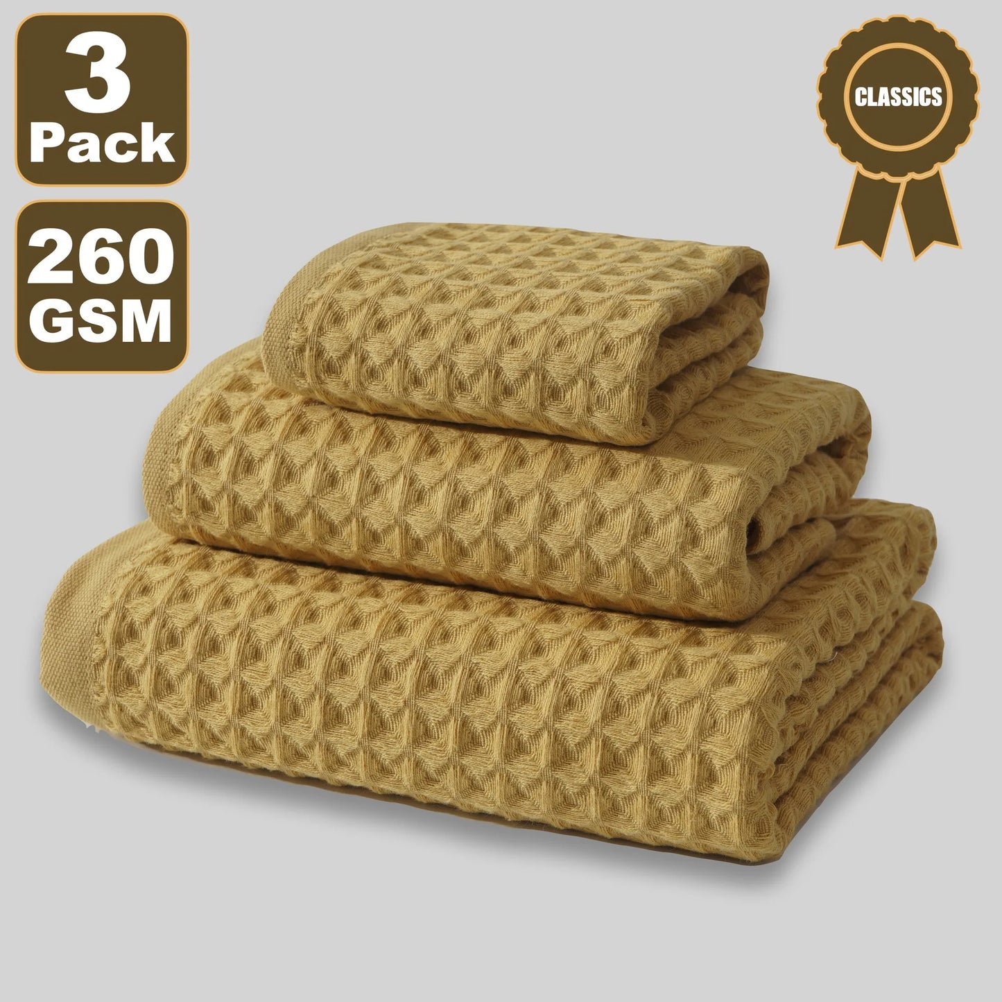 Premium Waffle Weave Cotton Towel Set