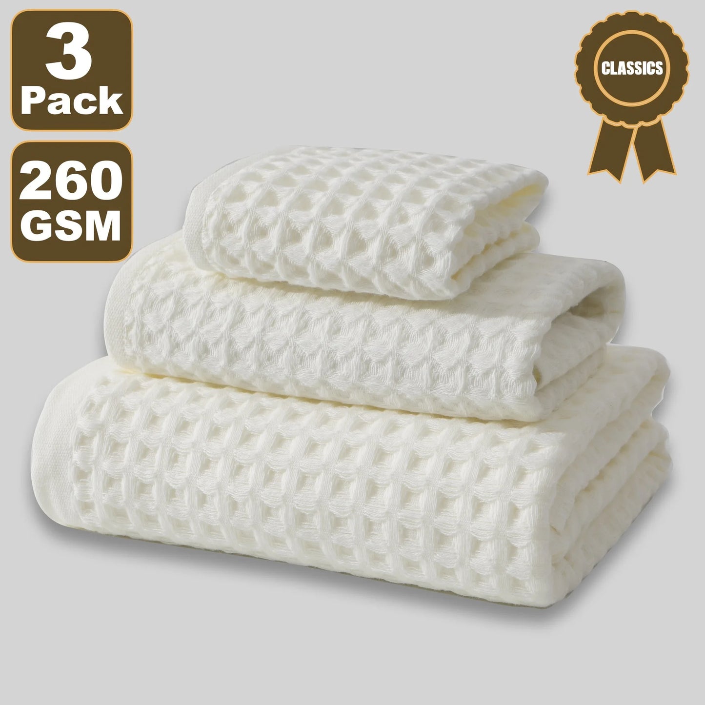 Premium Waffle Weave Cotton Towel Set