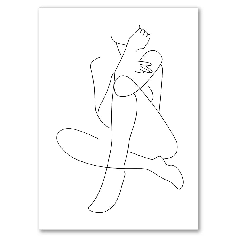Feminine Nude Line Art Print – Modern Minimalist Canvas
