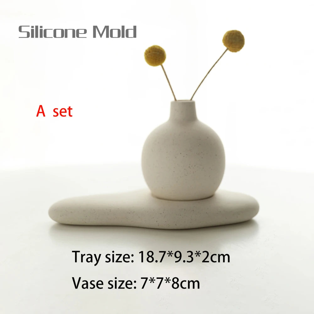 Aesthetic Cement Vase Duo