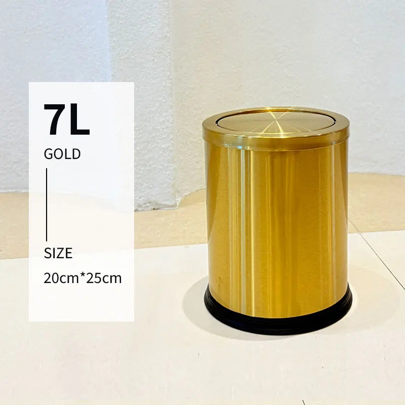 Luxury Gold Bathroom Trash Can with Swing Lid