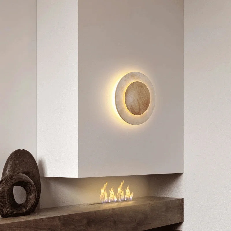 Vintage Travertine Round Wall Lamp | Ambient Wall Light