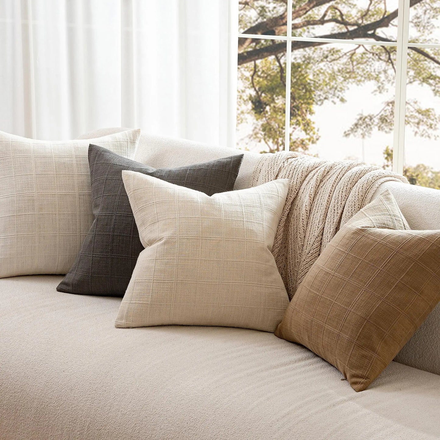 Neutral Linen Pillow Covers | Textured Decorative Cushion Covers