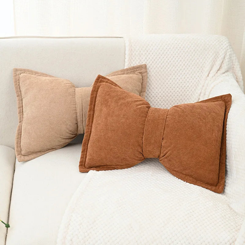 Cute Bow Plush Pillow Cover – Soft Decorative Cushion