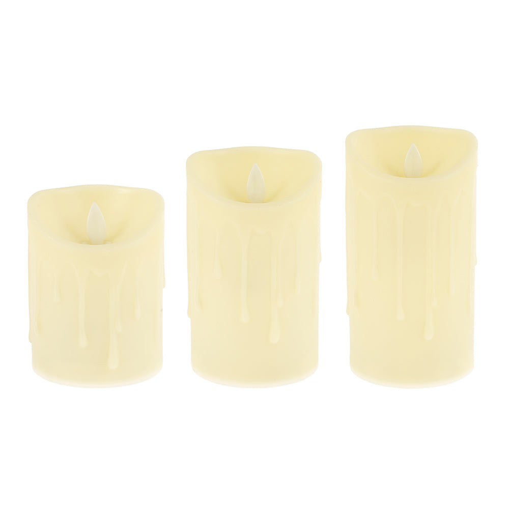 3-Piece Flickering Flameless LED Pillar Candle Set — Remote Controlled