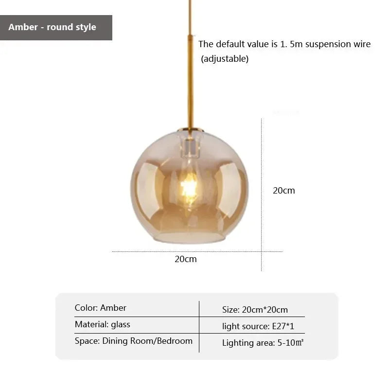 Nordic Glass Pendant Lamp | Modern Hanging Ceiling Light