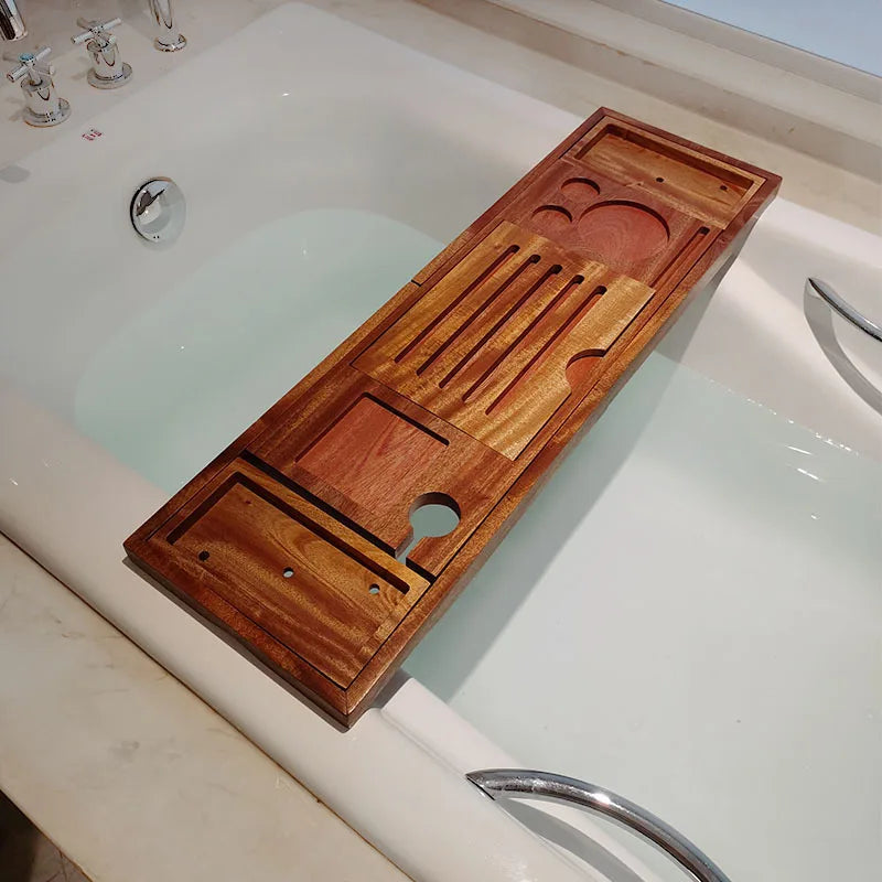 Adjustable Solid Wood Bathtub Tray – Luxury Bath Caddy Organizer