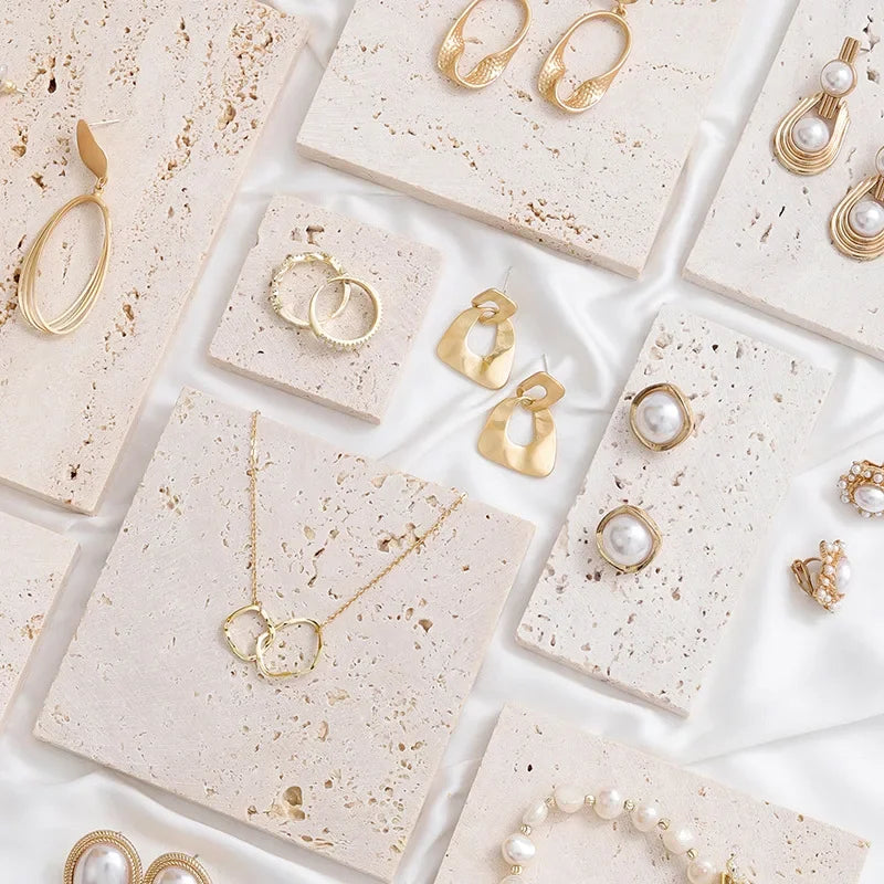Mini Travertine Jewelry Tray | Minimalist Display Organizer