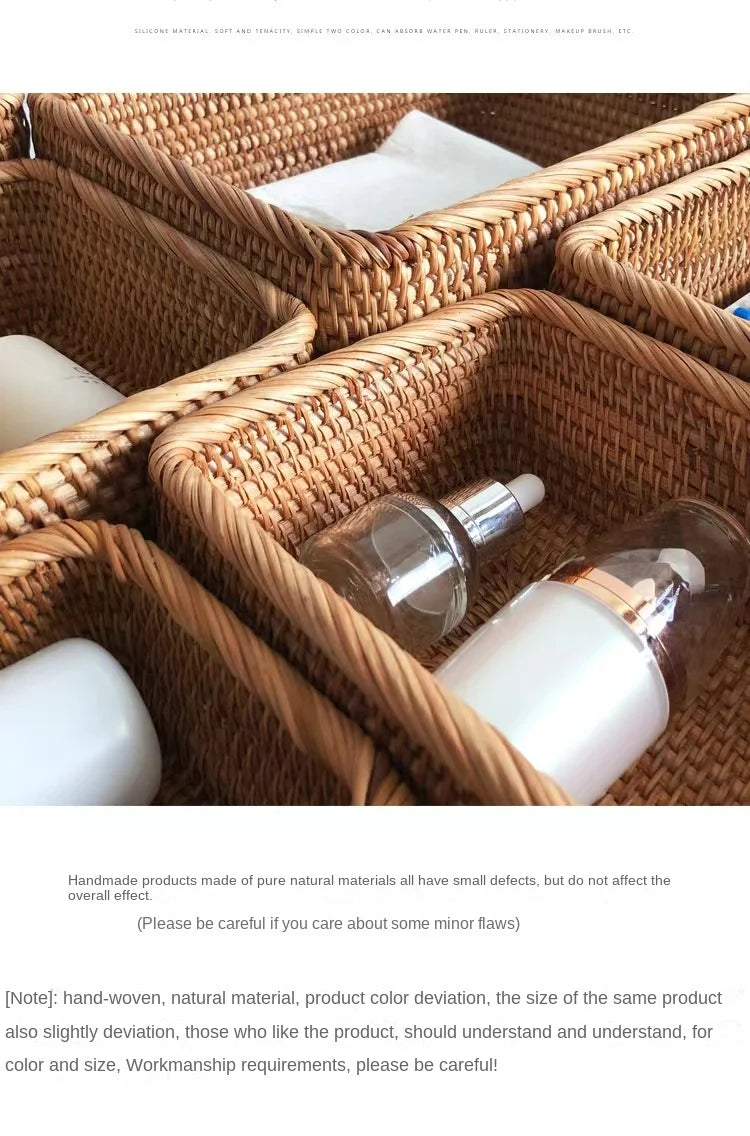 Handwoven Rectangular Rattan Storage Basket