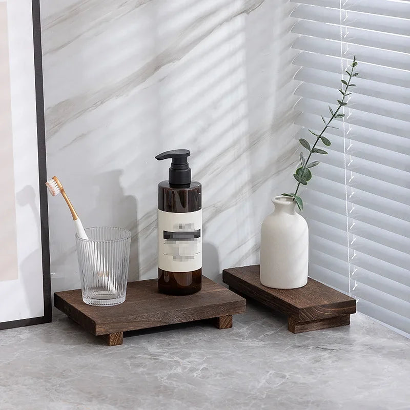 Wood Pedestal Vanity Tray