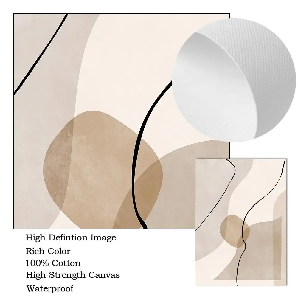 Beige Geometric Line Art Canvas – Modern Minimalist Wall Decor