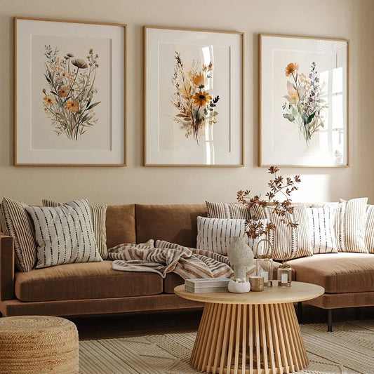 Scandinavian Watercolor Wall Art – Neutral Botanical Prints