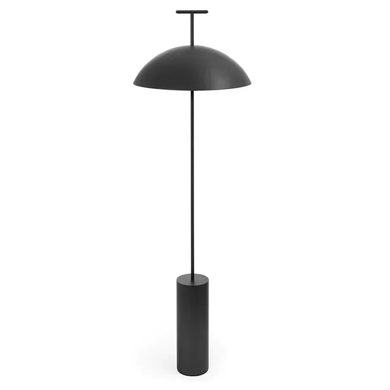 Black Scandinavian Floor Lamp with Mushroom Shade