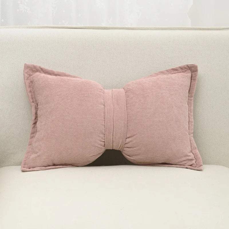 Cute Bow Plush Pillow Cover – Soft Decorative Cushion