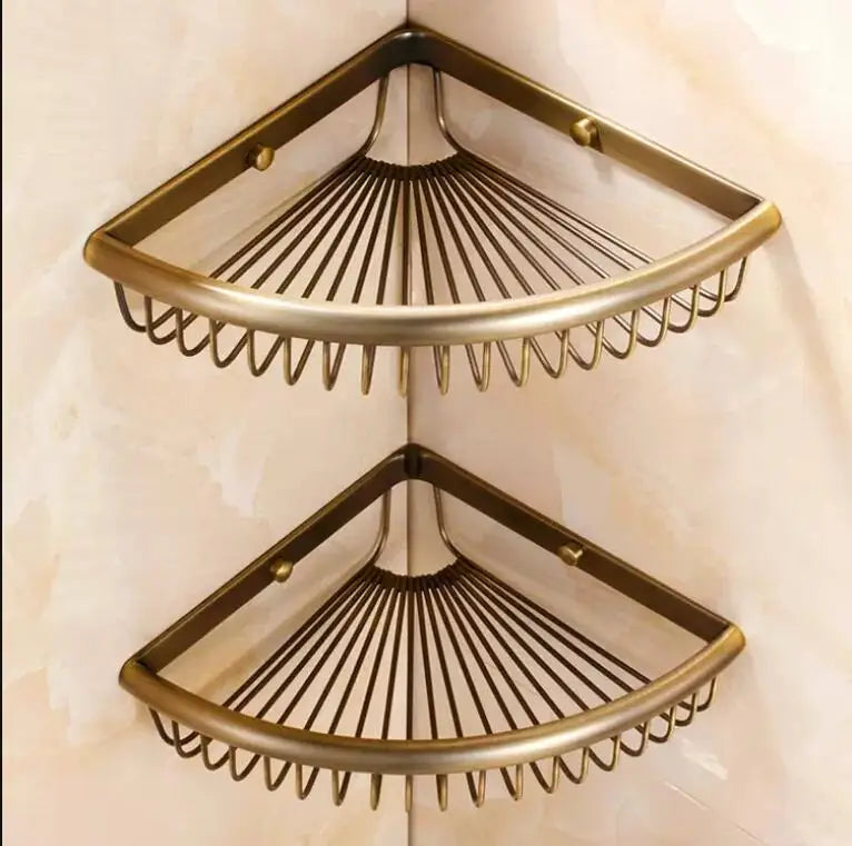 Antique Brass Bathroom Hardware Set — Luxury Wall Mount