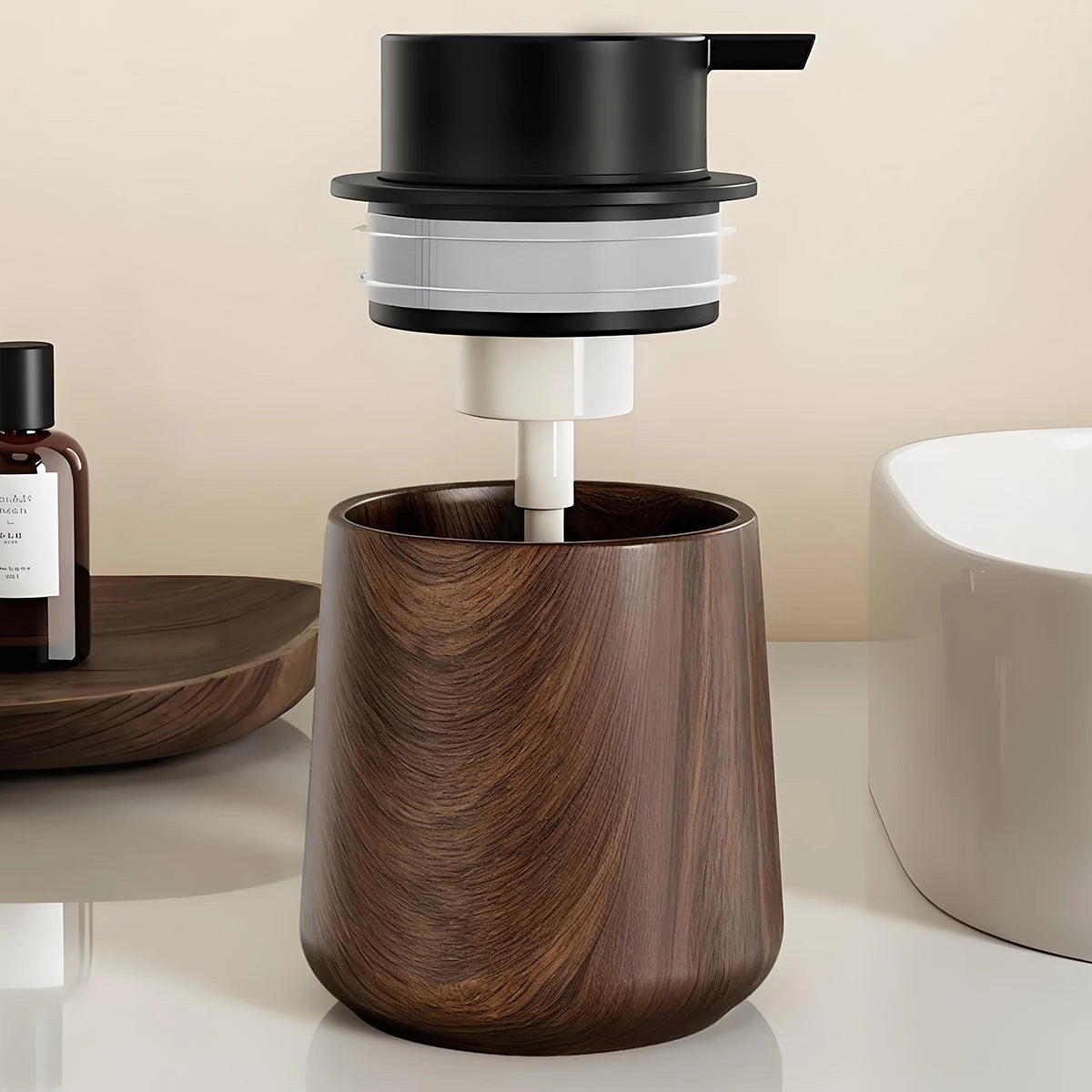 Modern Bathroom Soap Dispenser and Toothbrush Holder Set