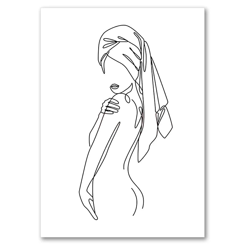 Feminine Nude Line Art Print – Modern Minimalist Canvas