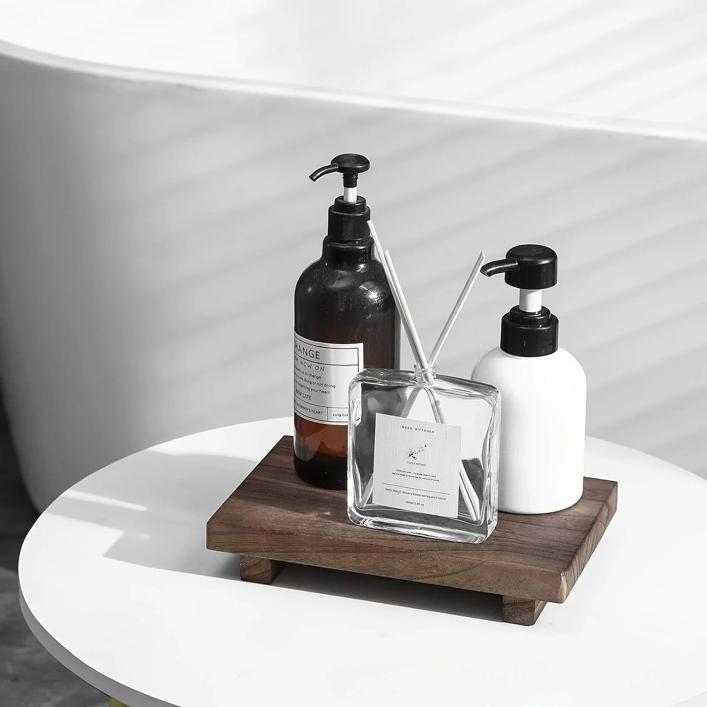 Wood Pedestal Vanity Tray