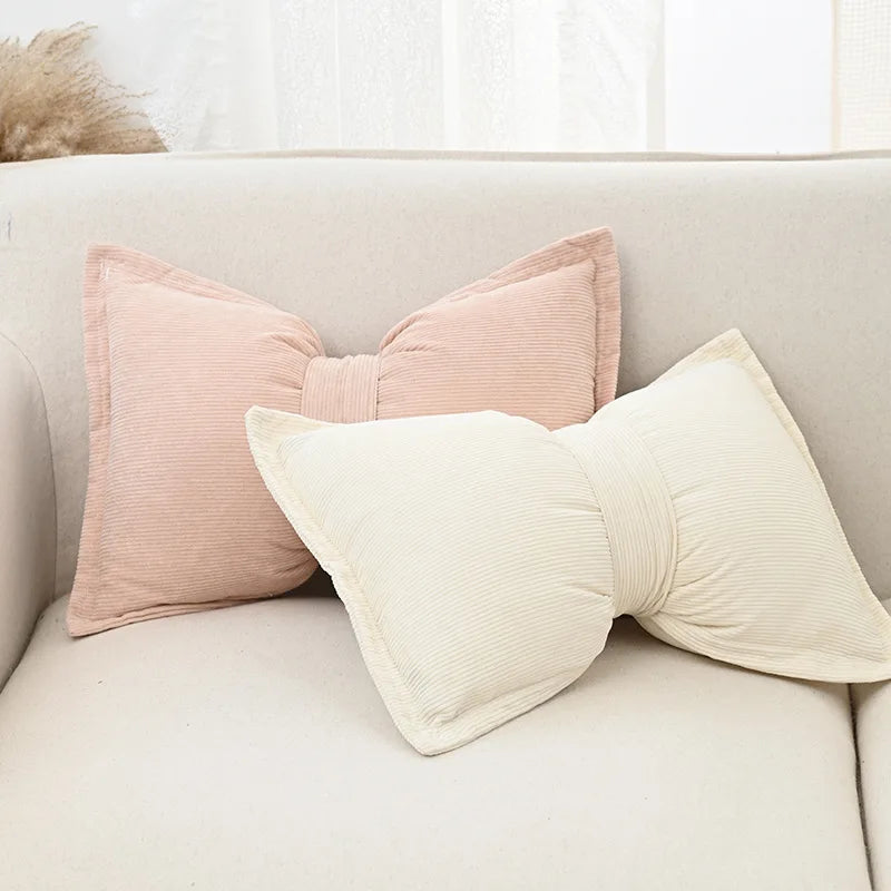Cute Bow Plush Pillow Cover – Soft Decorative Cushion