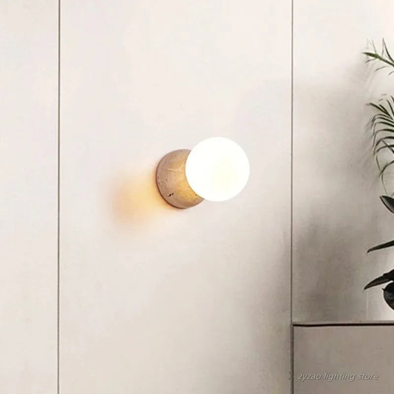 Cream Travertine LED Wall Lamp | Nordic Ambient Light