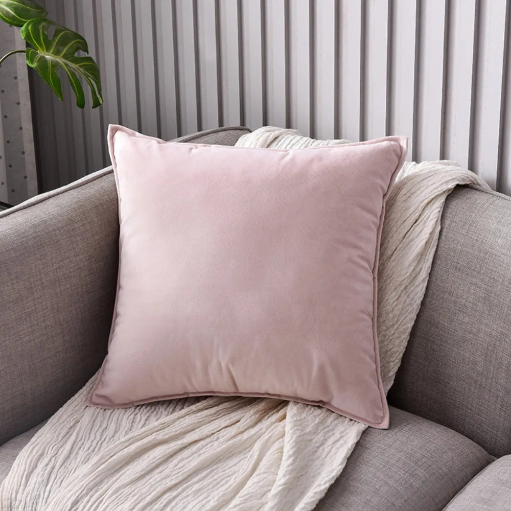 Nordic Velvet Throw Pillow Cover – Solid Color