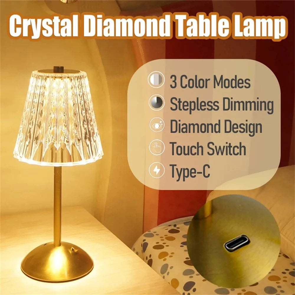 AuraTouch LED Lamp — 3-Color Dimming Night Light