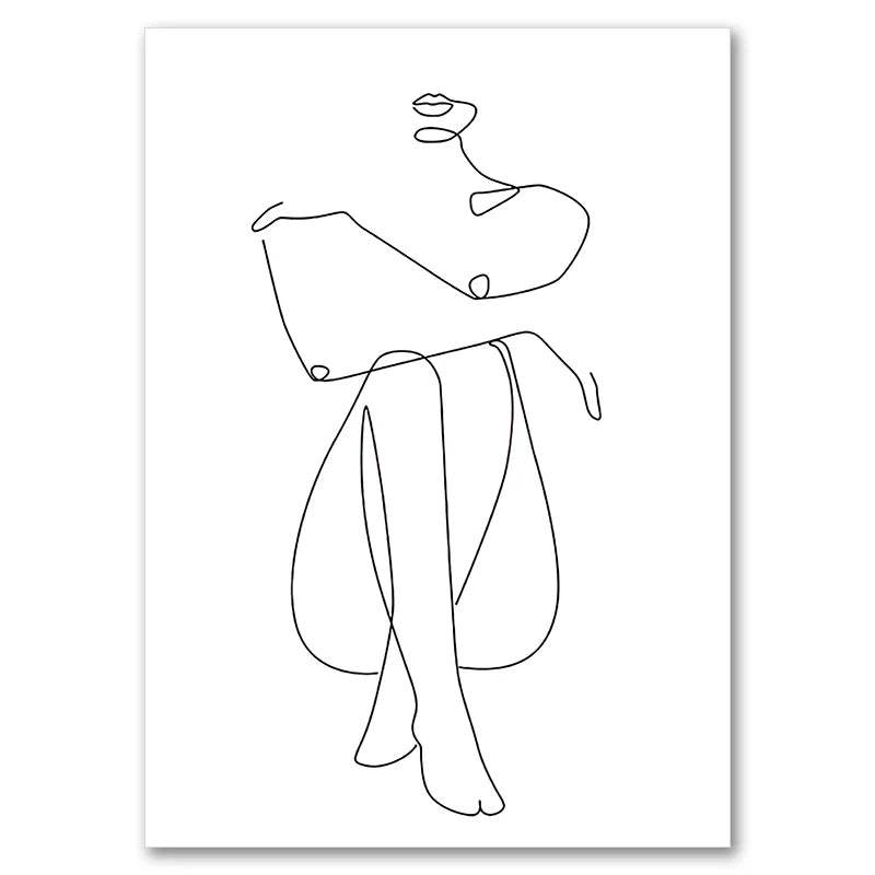 Feminine Nude Line Art Print – Modern Minimalist Canvas