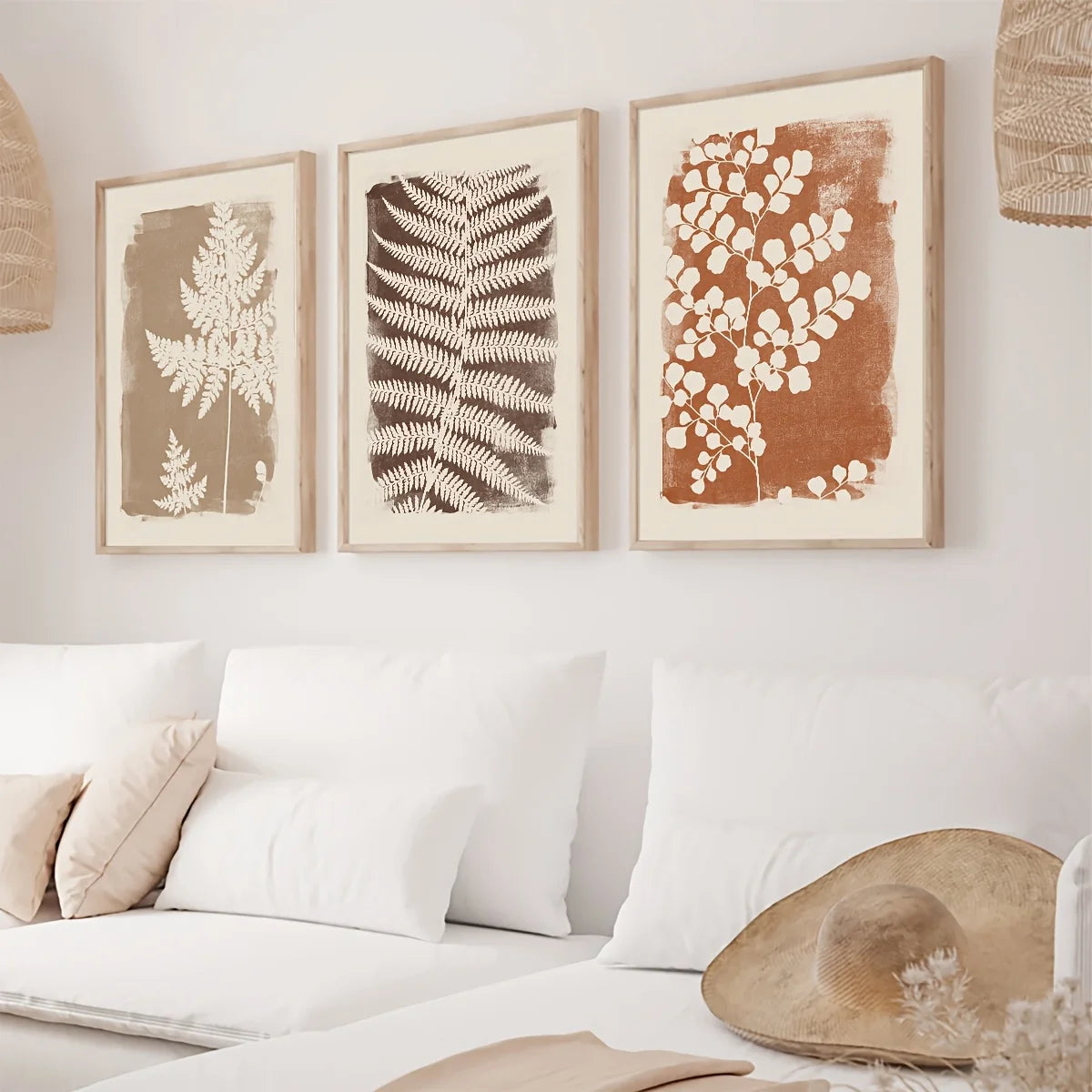 Neutral Fern Wall Art Set (3-Piece) – Warm Minimalist Decor