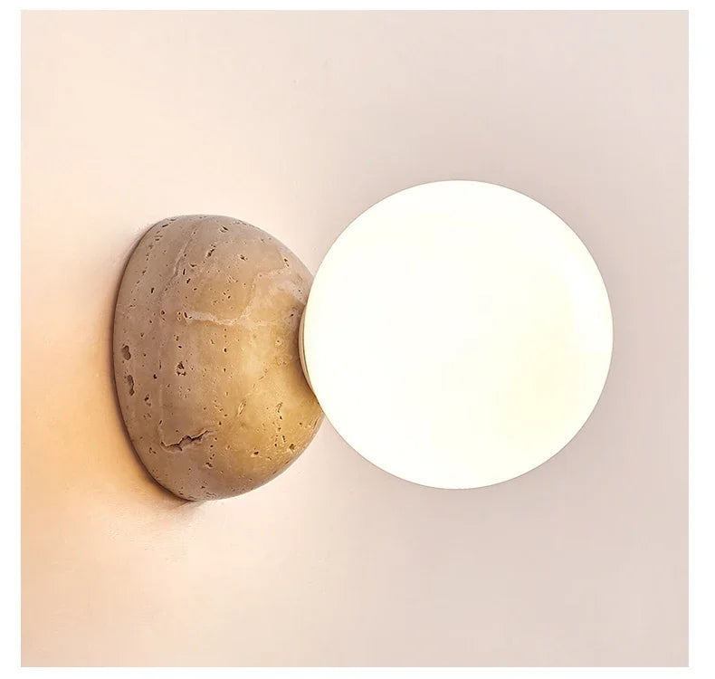 Cream Travertine LED Wall Lamp | Nordic Ambient Light