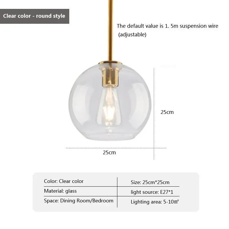 Nordic Glass Pendant Lamp | Modern Hanging Ceiling Light