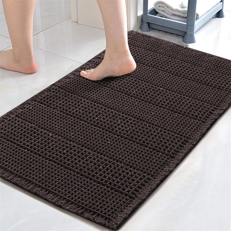 Soft Absorbent Bathroom Mat — Neutral Anti-Slip Rug