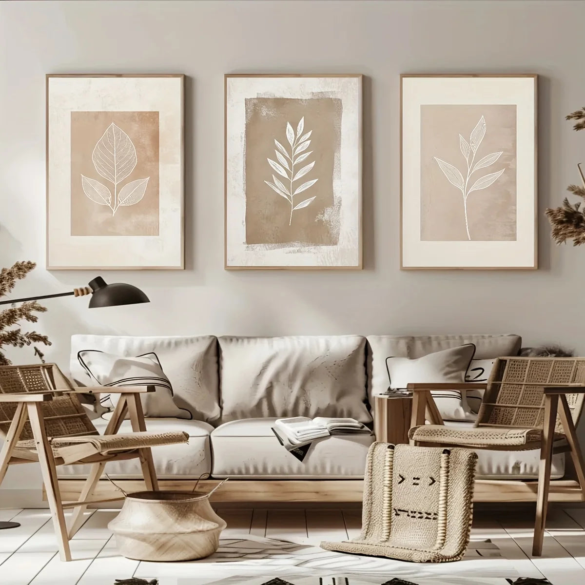 Neutral Fern Wall Art Set (3-Piece) – Warm Minimalist Decor