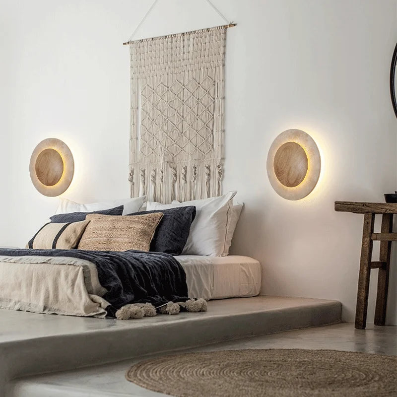 Vintage Travertine Round Wall Lamp | Ambient Wall Light